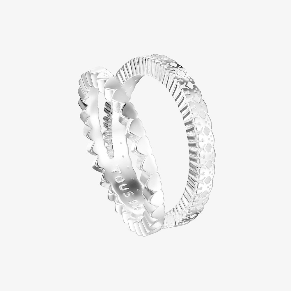 Anillo doble de plata motivos coraz&oacute;n Straight