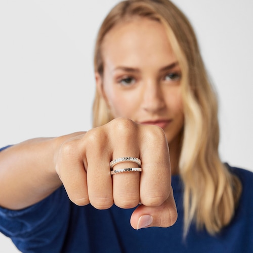 Silver TOUS Straight crossed Ring 1cm
