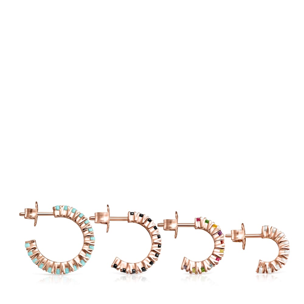 Pack de Brincos Straight em Prata Vermeil rosa com Pedras Preciosas