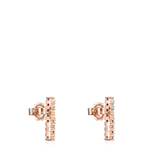 Boucles d&rsquo;oreilles Straight barre en Or Vermeil rose avec Pierres pr&eacute;cieuses
