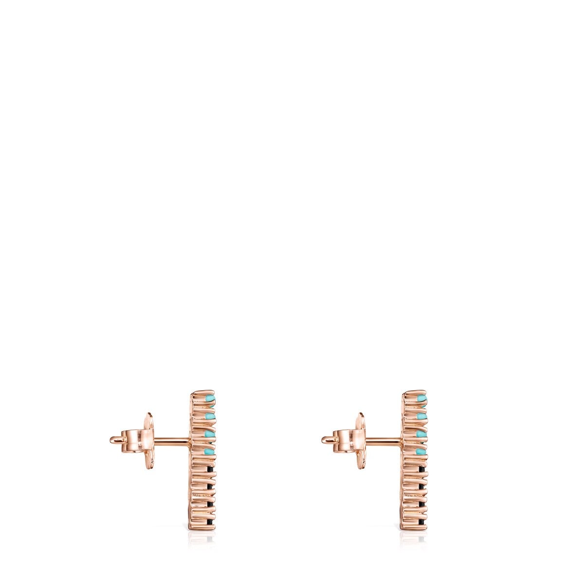 Pendientes grandes disco con baño de oro rosa 18 kt sobre plata y gemas Straight