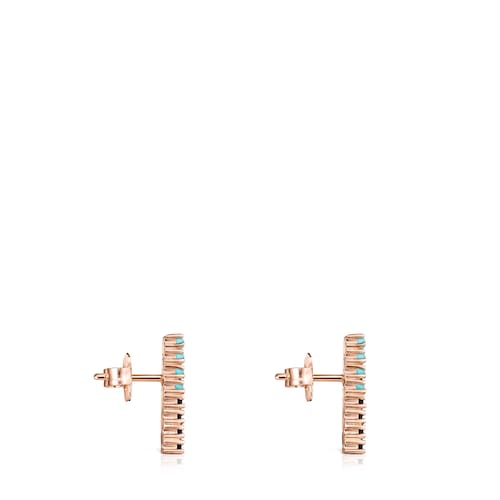 Pendientes grandes disco con baño de oro rosa 18 kt sobre plata y gemas Straight