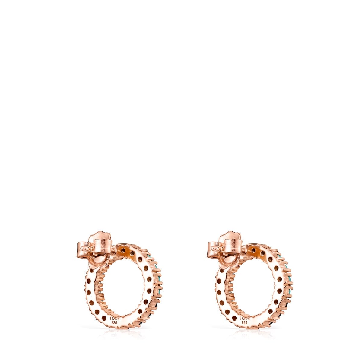 Pendientes grandes disco con baño de oro rosa 18 kt sobre plata y gemas Straight