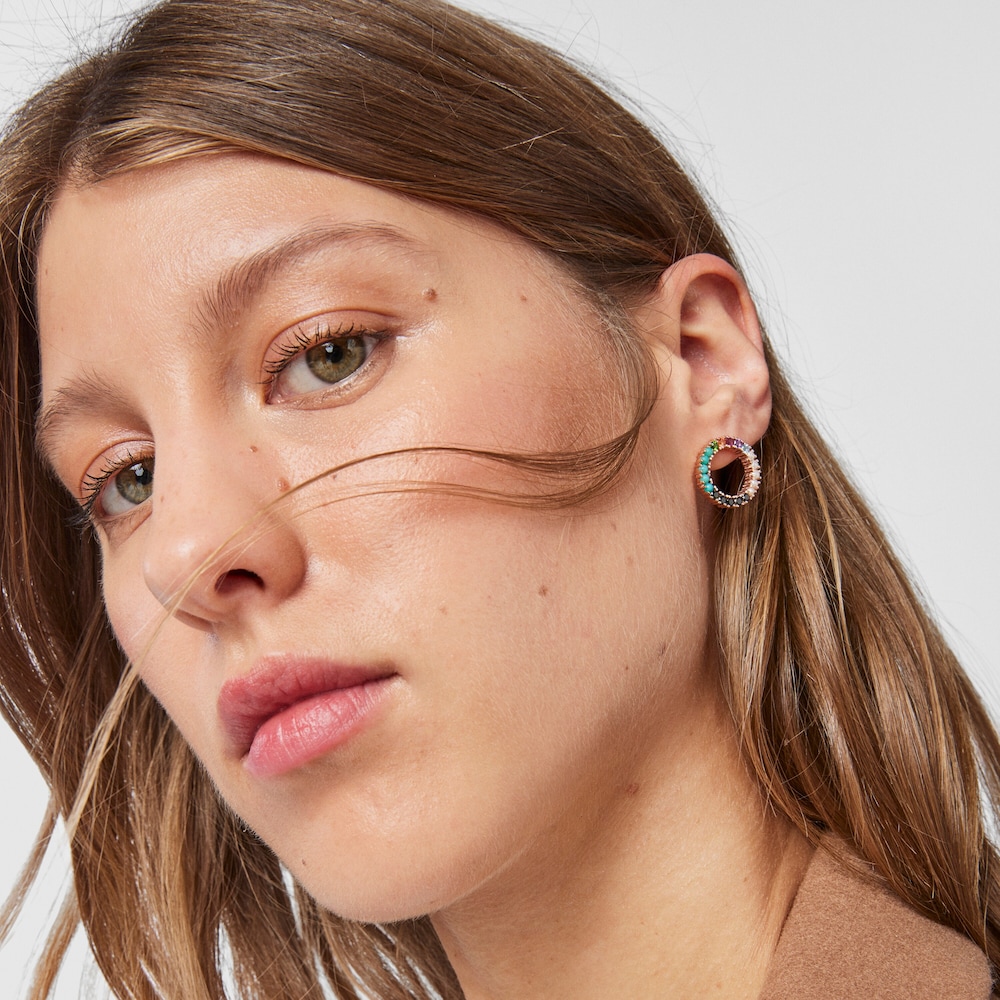 Tous Straight - Kolczyki z r&oacute;żowego srebra Vermeil z kamieniami