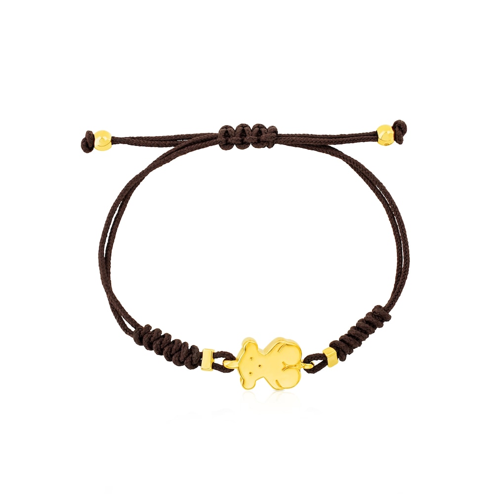 Pulsera de oro y cord&oacute;n marr&oacute;n Sweet Dolls