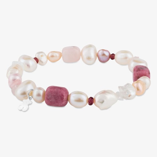 Pulsera de plata con perlas, granate, rodonita y cuarzo TOUS Pearls