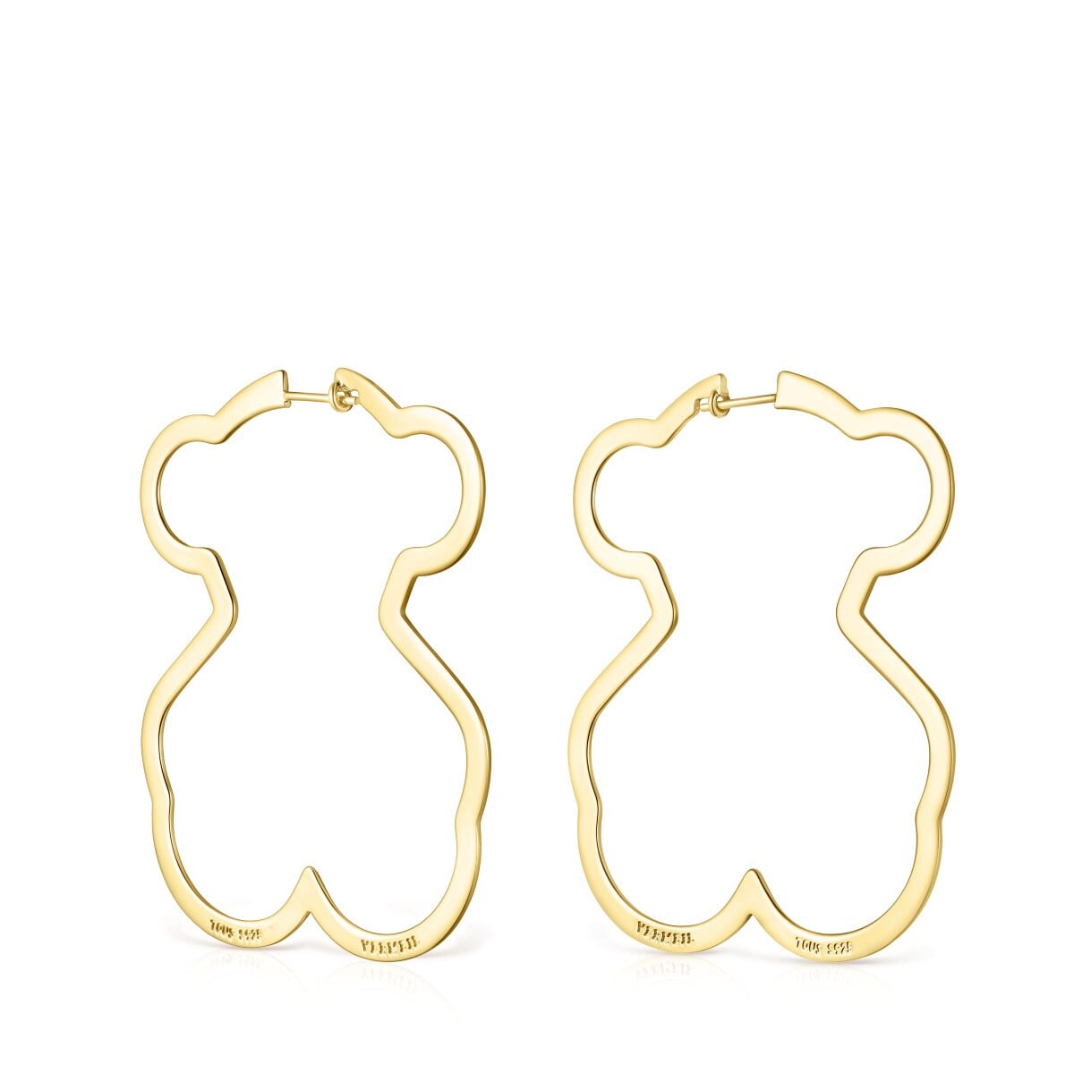 Pendientes aro oso con baño de oro 18 kt sobre plata Silueta