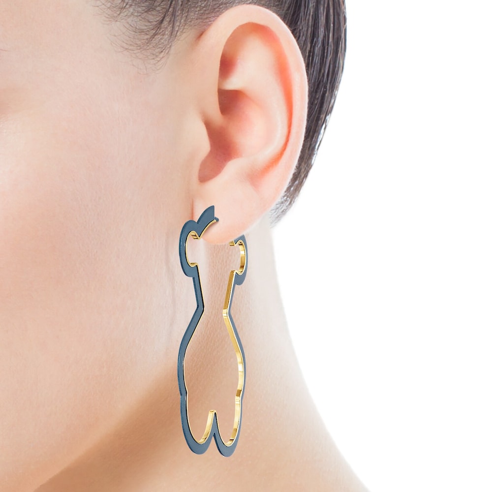 Silueta 1-2 Earring, bear in Silver Vermeil and Titanium