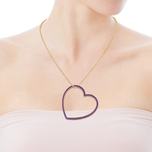 Silueta Heart Pendant in Silver Vermeil and Titanium