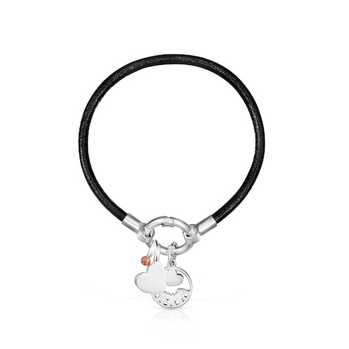 TOUS Mama Bracelet in Silver and black Leather