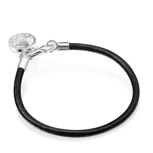 TOUS Mama Bracelet in Silver and black Leather