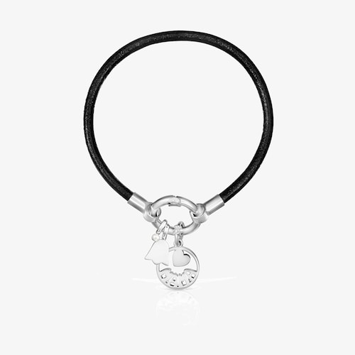 Pulsera TOUS Mama tulipa de Plata, Perla y Cuero negro