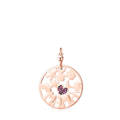 TOUS Large Mama Pendant in Rose Silver Vermeil with Ruby image number 0