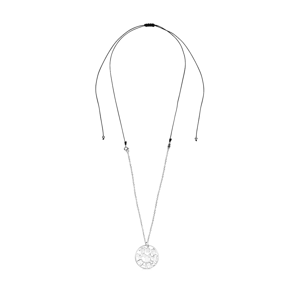 Collar TOUS Mama de Plata y cord&oacute;n negro