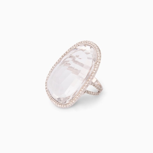 White gold ring with diamond pav&eacute; and quartz TOUS ATELIER