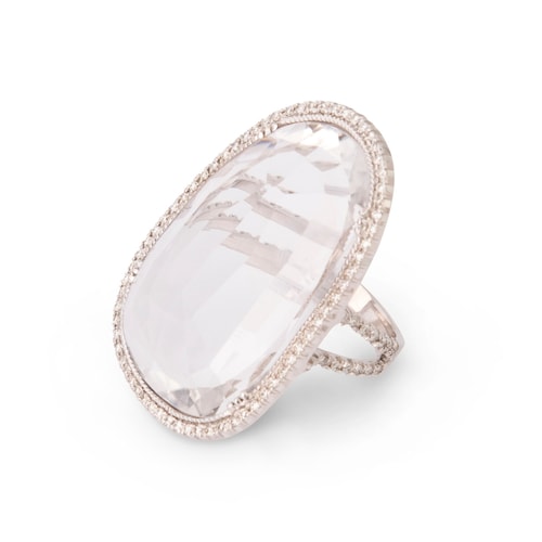 White gold ring with diamond pavé and quartz TOUS ATELIER