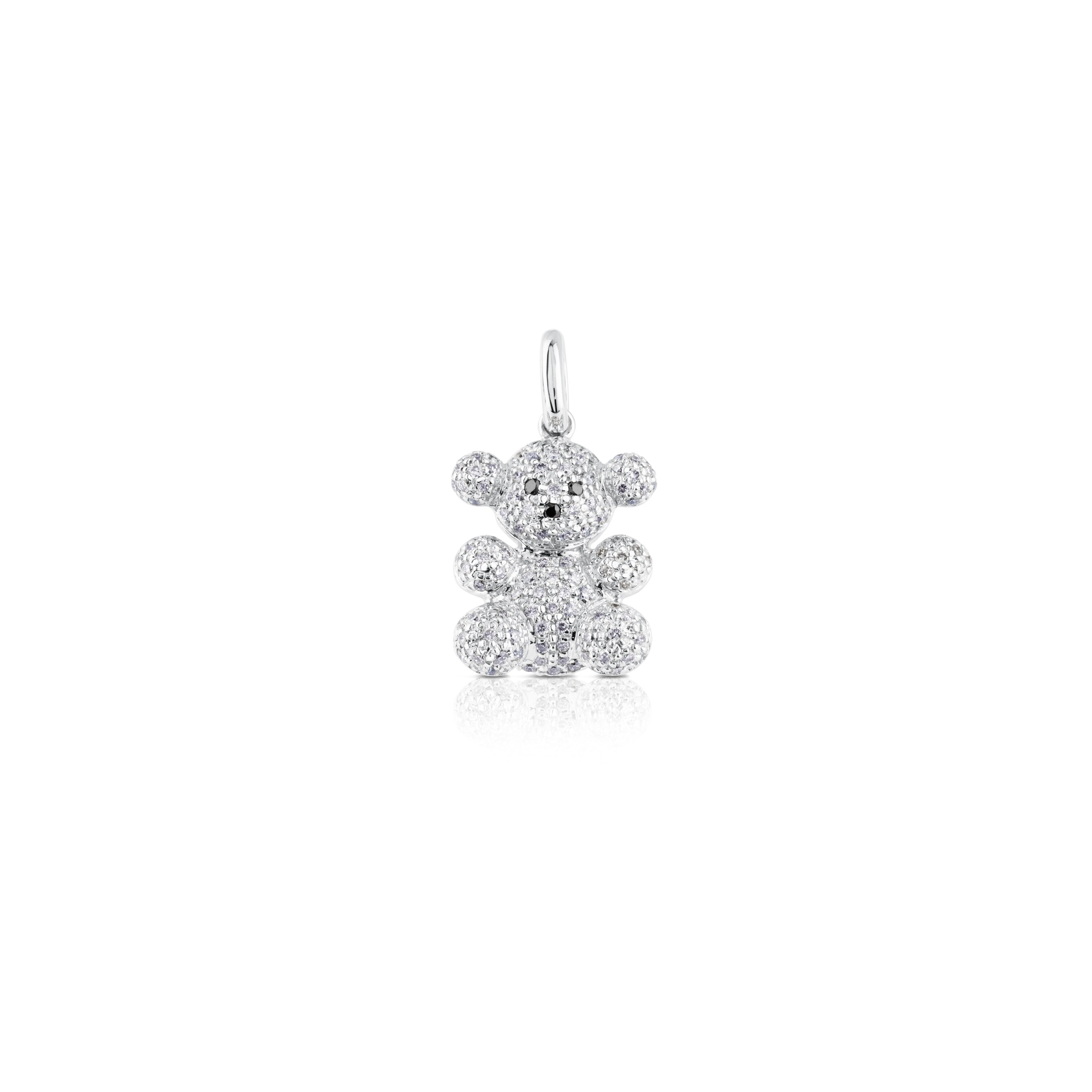 White Gold Bubble Bear Pendant with Diamond