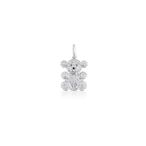 White Gold Bubble Bear Pendant with Diamond