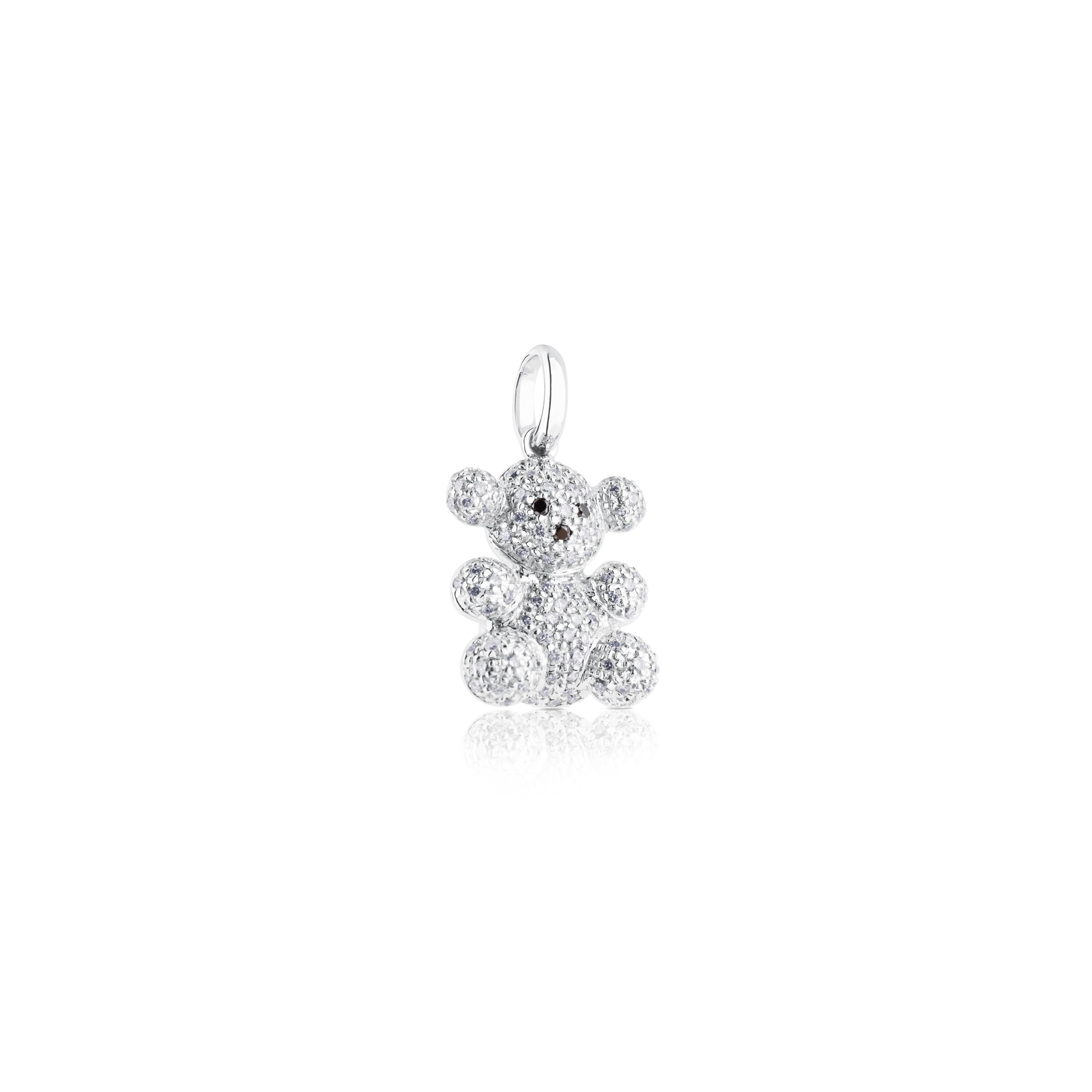 White Gold Bubble Bear Pendant with Diamond