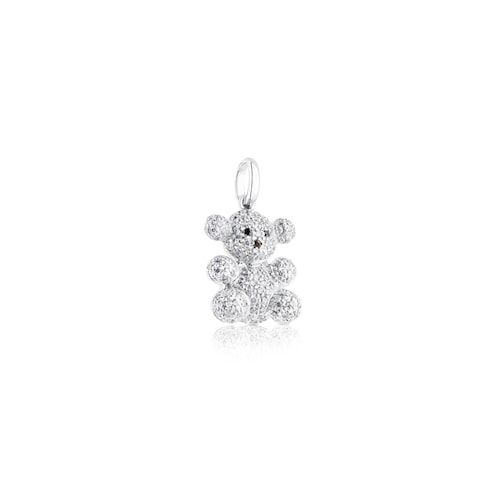 White Gold Bubble Bear Pendant with Diamond