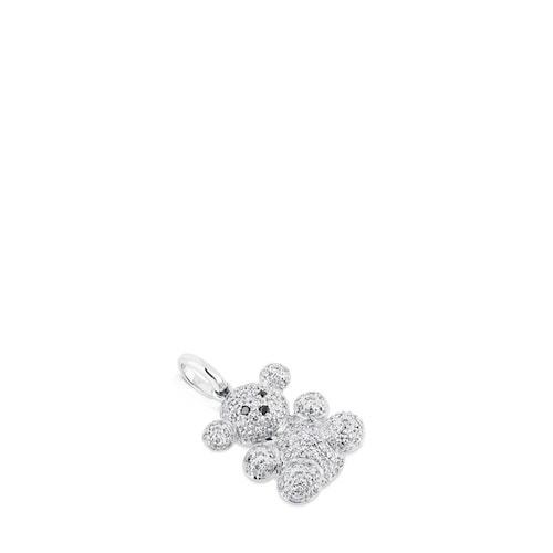 White Gold Bubble Bear Pendant with Diamond