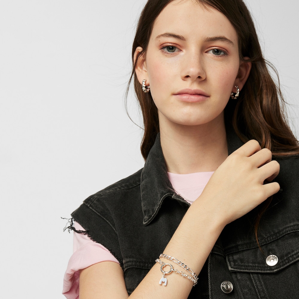 Colgante letra M de plata Alphabet