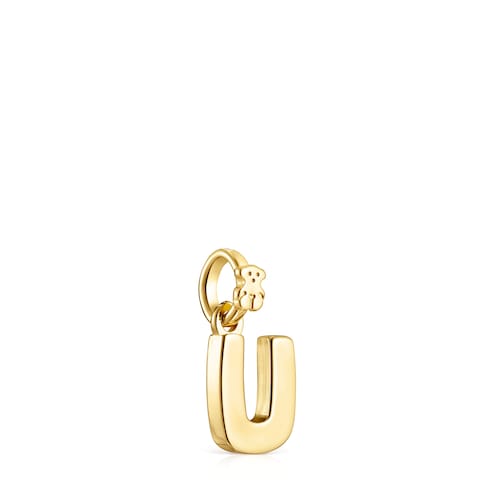 Alphabet letter U Pendant in Silver Vermeil