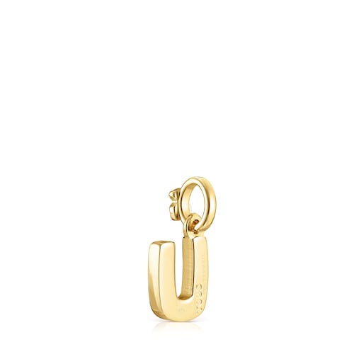 Alphabet letter U Pendant in Silver Vermeil