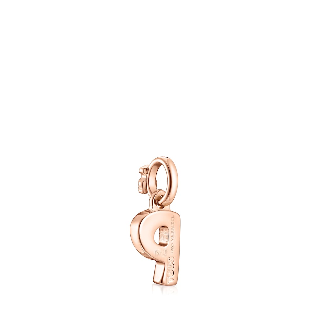 Colgante Alphabet letra P con ba&ntilde;o de oro rosa de 18 kt sobre plata