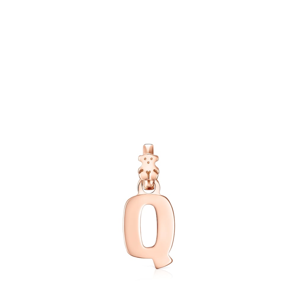 Colgante letra Q con ba&ntilde;o de oro rosa 18 kt sobre plata Alphabet
