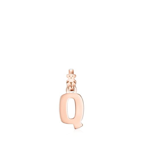 Alphabet letter Q Pendant in Rose Silver Vermeil
