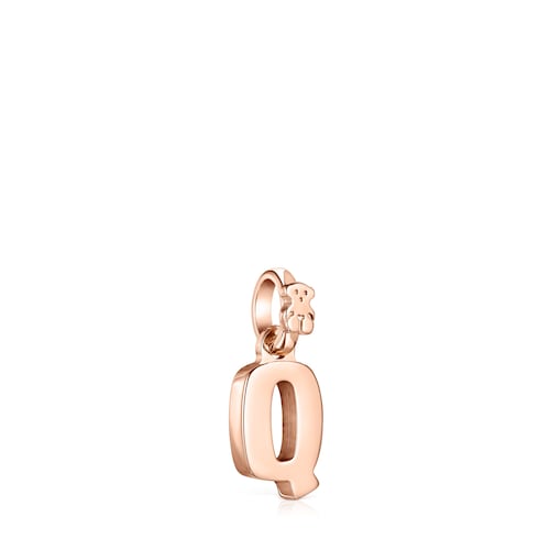 Alphabet letter Q Pendant in Rose Silver Vermeil
