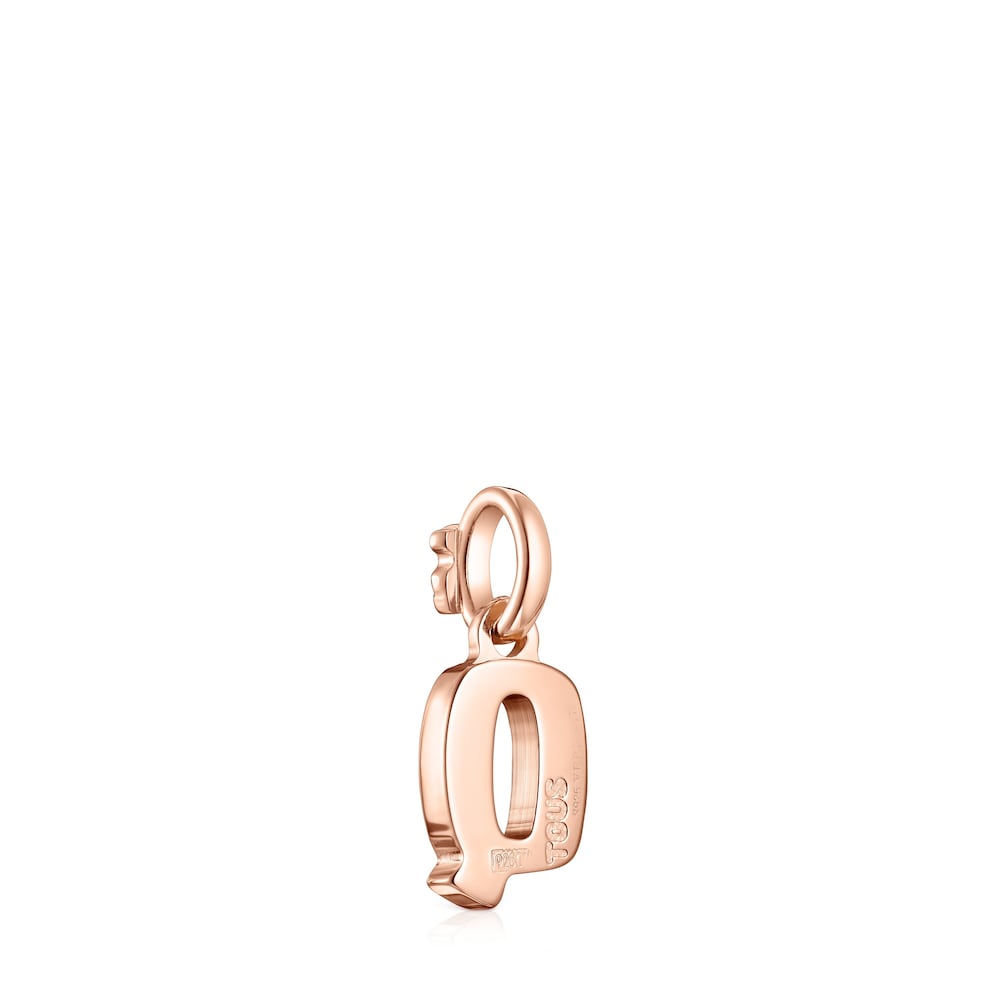 Colgante letra Q con ba&ntilde;o de oro rosa 18 kt sobre plata Alphabet