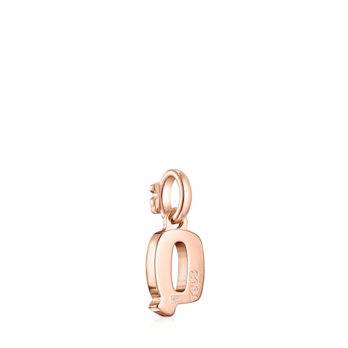 Alphabet letter Q Pendant in Rose Silver Vermeil