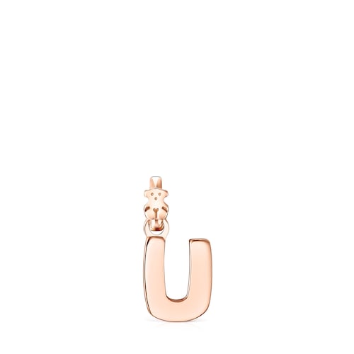 Colgante letra U con ba&ntilde;o de oro rosa 18 kt sobre plata Alphabet