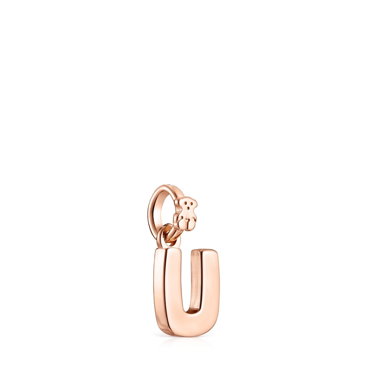 Alphabet letter U Pendant in Rose Silver Vermeil