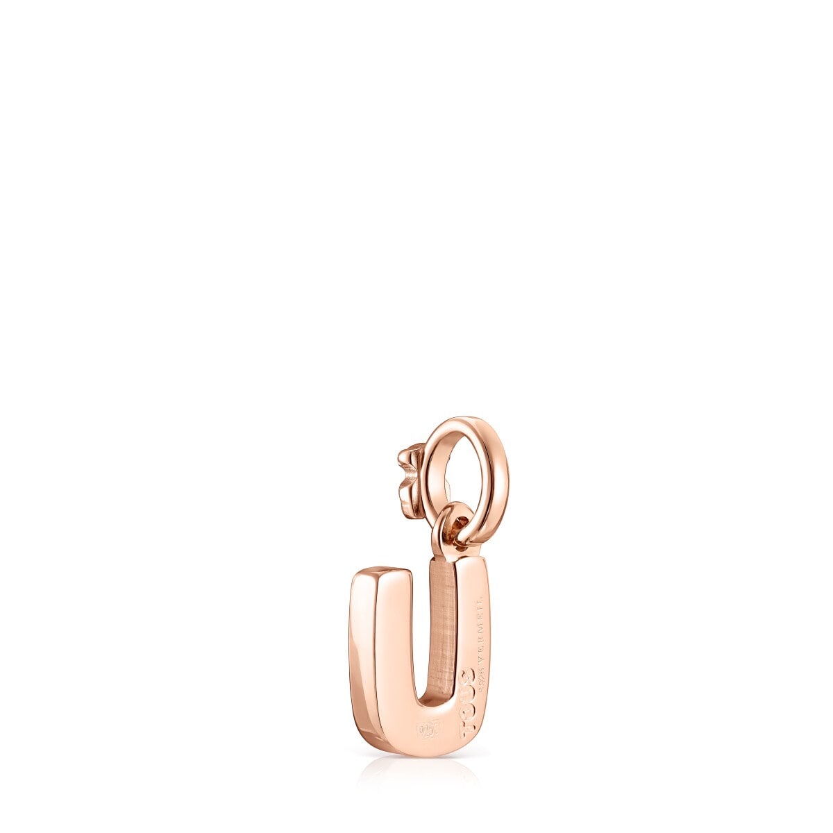 Alphabet letter U Pendant in Rose Silver Vermeil