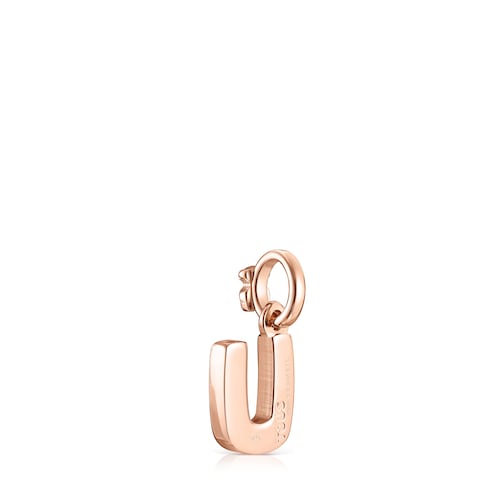 Alphabet letter U Pendant in Rose Silver Vermeil
