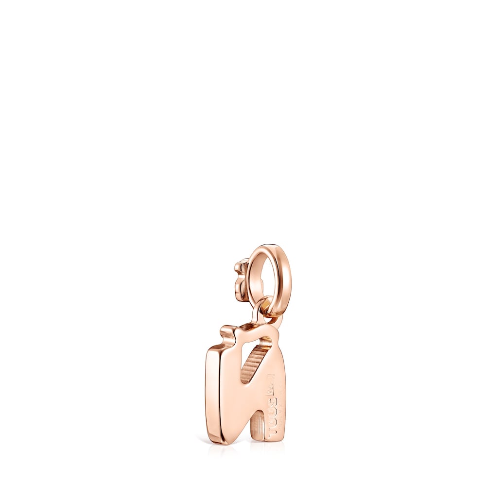 Dije Alphabet letra &Ntilde; con ba&ntilde;o de oro rosa 18 kt sobre plata