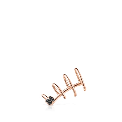Earcuff Motif espiral con ba&ntilde;o de oro rosa 18 kt sobre plata con Espinelas