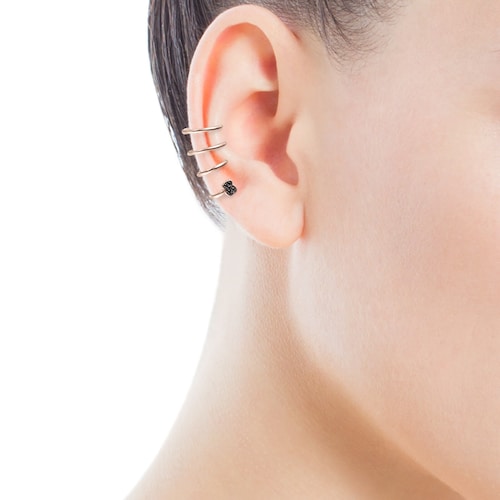 Motif spiral Earcuff in Rose Silver Vermeil with Spinels