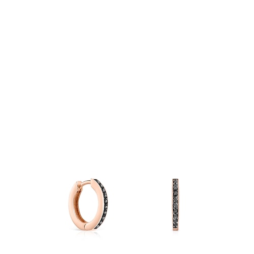 TOUS Motif hoop Earrings in Rose Silver Vermeil with Spinels