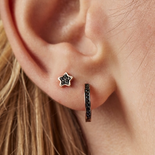 TOUS Motif hoop Earrings in Rose Silver Vermeil with Spinels