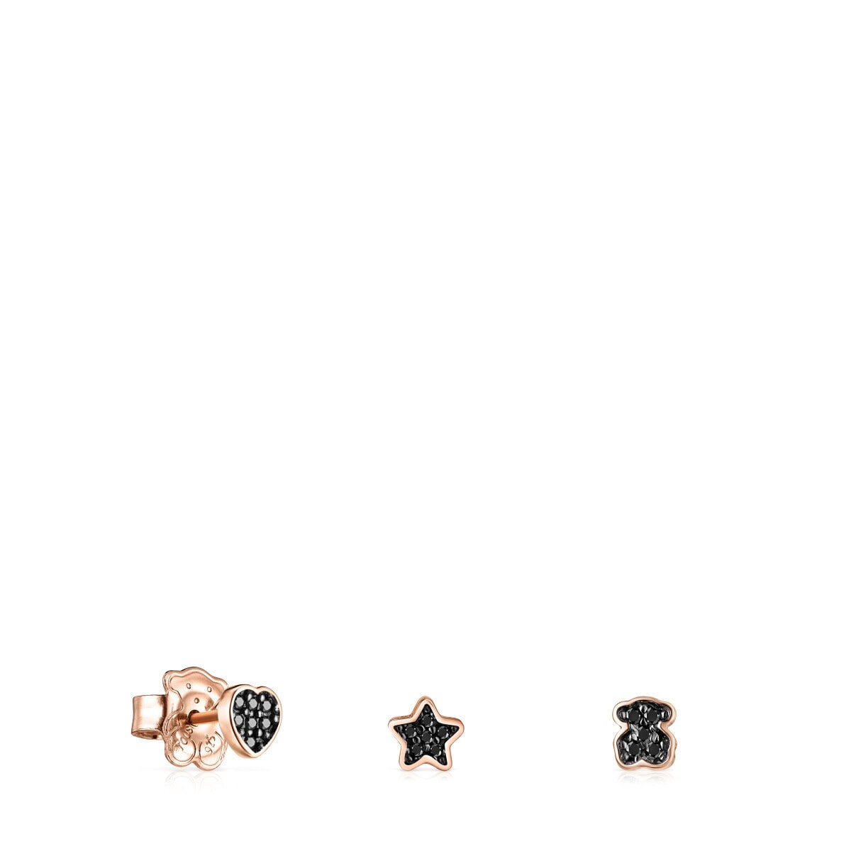 Pack de Pendientes con baño de oro rosa 18 kt sobre plata y espinelas 0,44 - 0,51 cm Motif