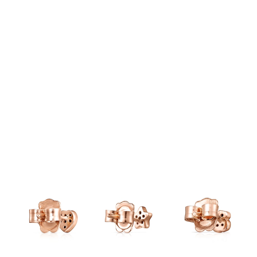 Pack of TOUS Motif Earrings in Rose Silver Vermeil with Spinels 0,44 - 0,51 cm