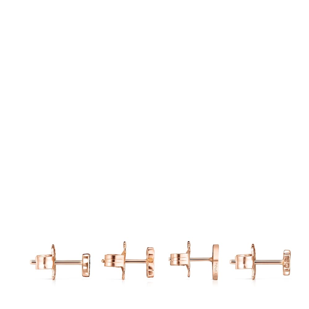Pack of Motif Earrings in Rose Silver Vermeil with Spinels 0,45 - 0,85 cm