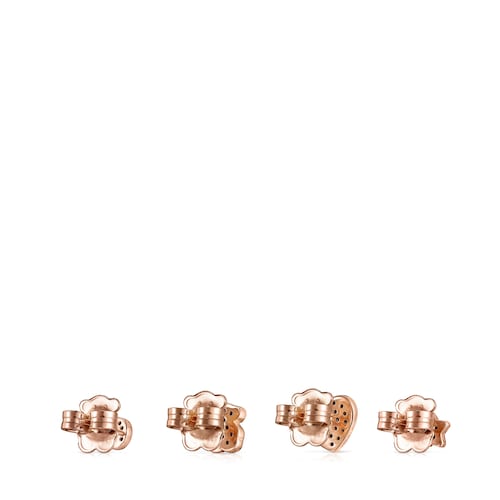 Pack of Motif Earrings in Rose Silver Vermeil with Spinels 0,45 - 0,85 cm