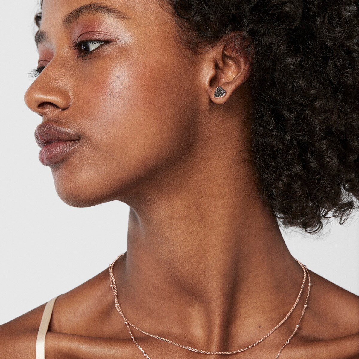 Pack de Pendientes con baño de oro rosa 18 kt sobre plata y espinelas 0,45 - 0,85 cm Motif
