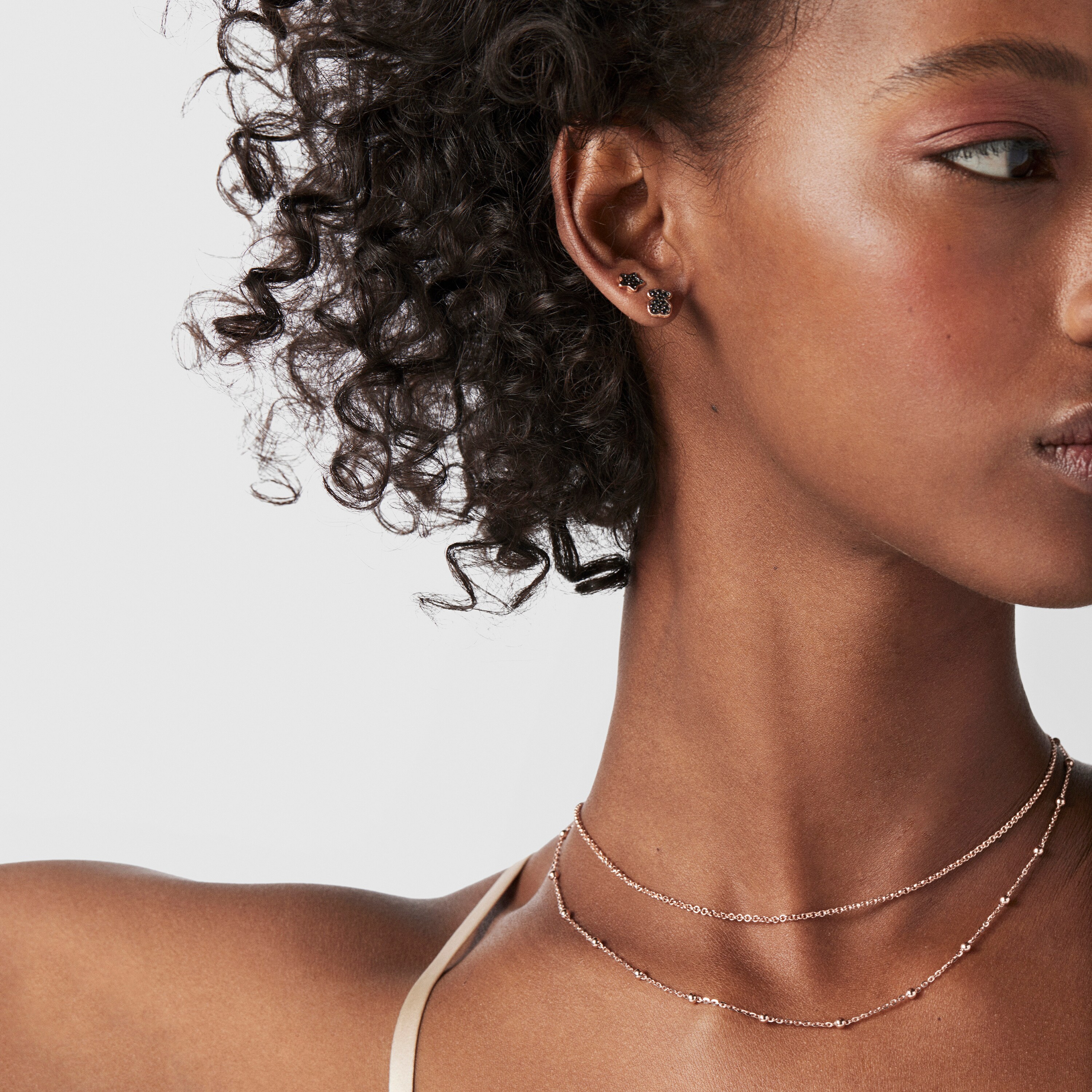 Pack of Motif Earrings in Rose 18K gold vermeil with Spinels 0,45 - 0,85 cm