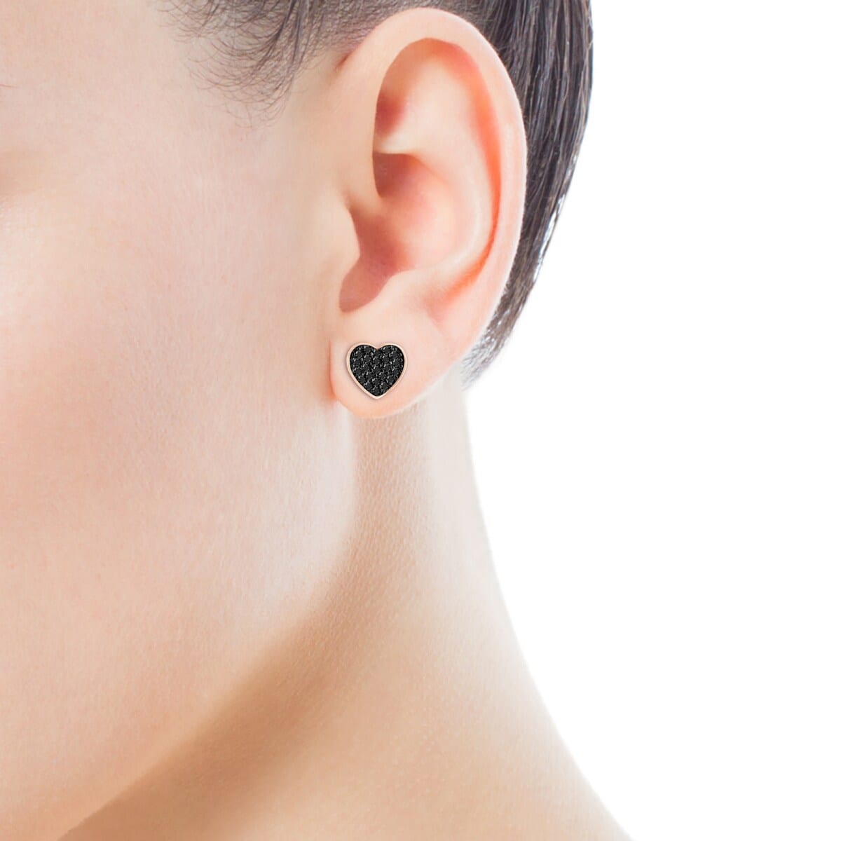 Pack de Pendientes con baño de oro rosa 18 kt sobre plata y espinelas 0,45 - 0,85 cm Motif